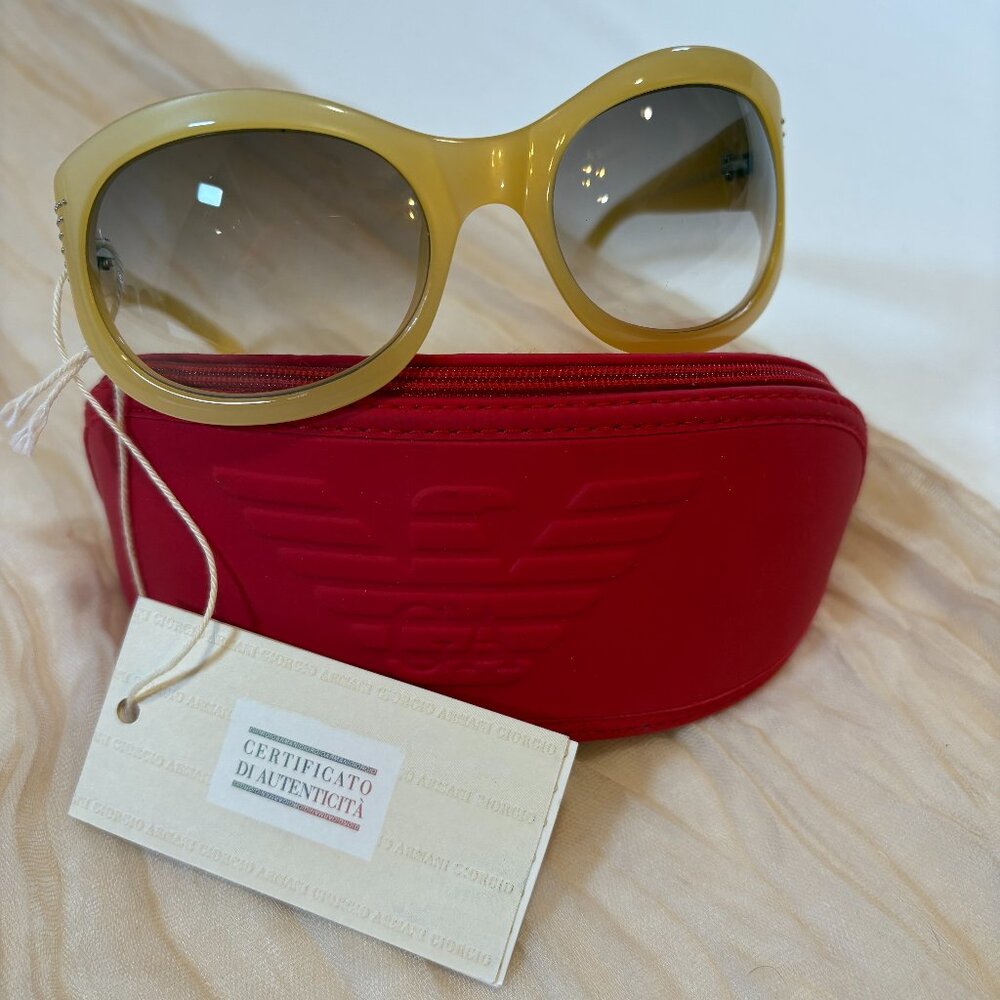 Emporio Armani Yellow/Charcoal Tinted Sunglasses EA 9241S‎ New in Case